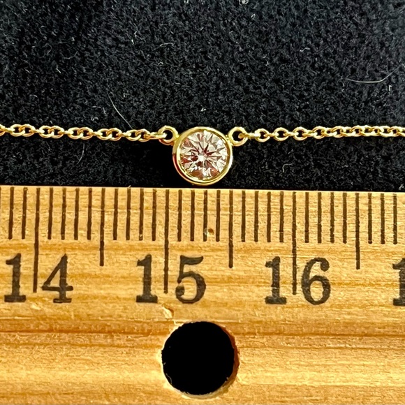TIFFANY & CO / ELSA PERETTI 18K GOLD DIAMOND BY THE YARD PENDANT NECKLACE .24CT - Picture 11 of 12